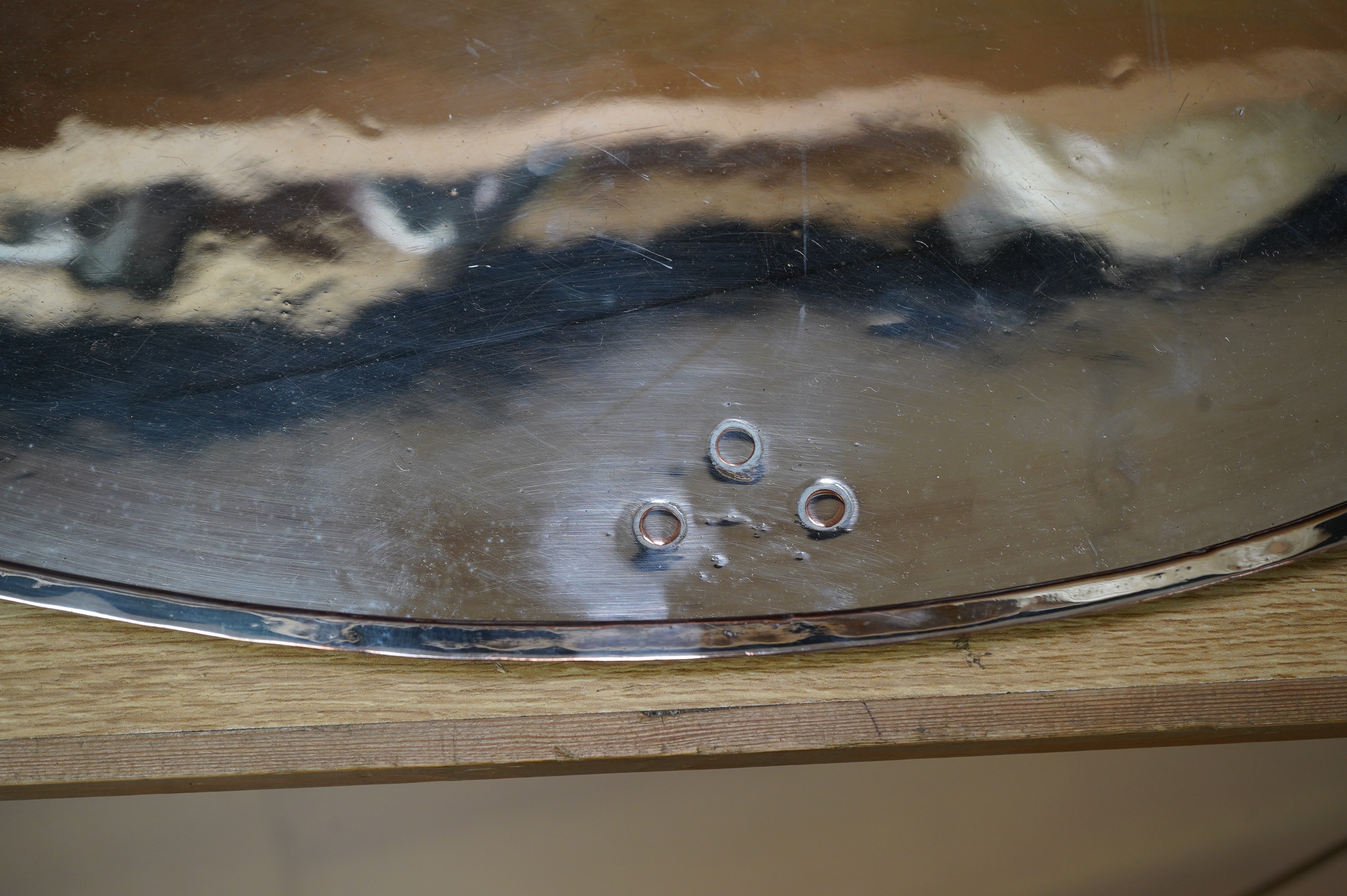 An Edwardian plated oval tray, 58.5cm. Condition - fair